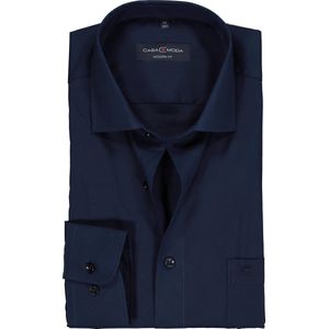 CASA MODA - Modern Fit Overhemd - Marine Blauw - 100% Katoen - Strijkvriendelijk