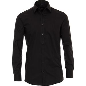 VENTI - Body Fit - Overhemd - Zwart - Strijkvriendelijk - Kraag: Kent