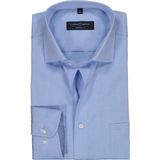 CASA MODA - Blauw Effen Overhemd - 100% Katoen - Kent Kraag - Lange Mouwen