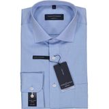 CASA MODA - Blauw Effen Overhemd - 100% Katoen - Kent Kraag - Lange Mouwen