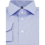 CASA MODA - Blauw Effen Overhemd - 100% Katoen - Kent Kraag - Lange Mouwen