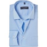 CASA MODA - Blauw Effen Overhemd - 100% Katoen - Kent Kraag - Lange Mouwen