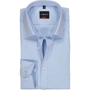 Venti - ML7 - Overhemd - Blauw - 100% Katoen, Kent Kraag, Popeline Stretch