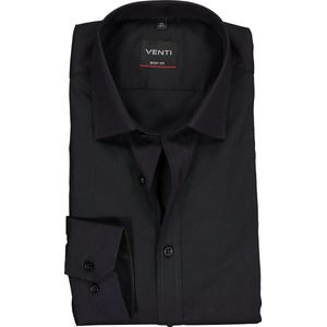 VENTI - Body Fit - Overhemd - Zwart - Mouwlengte 72 cm - Strijkvriendelijk