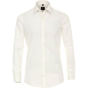 VENTI - Body Fit Overhemd - Beige - Mouwlengte 7 - Strijkvriendelijk