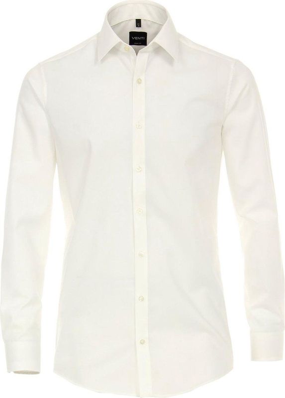 VENTI - Body Fit Overhemd - Beige - Mouwlengte 7 - Strijkvriendelijk