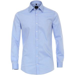 VENTI - Body Fit Overhemd - Popeline - Blauw - Strijkvriendelijk