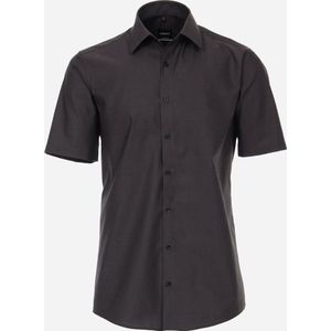 VENTI - Overhemd - Grijs - Modern Fit - Korte Mouw - Popeline - Strijkvriendelijk