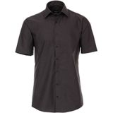 VENTI - Overhemd - Grijs - Modern Fit - Korte Mouw - Popeline - Strijkvriendelijk