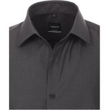 VENTI - Overhemd - Grijs - Modern Fit - Korte Mouw - Popeline - Strijkvriendelijk