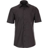 VENTI - Overhemd - Grijs - Modern Fit - Korte Mouw - Popeline - Strijkvriendelijk