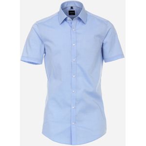 VENTI - Body Fit - Overhemd - Blauw - Korte Mouw - Strijkvriendelijk