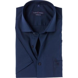 CASA MODA - Overhemd - Blauw - 100% Katoen - Korte Mouwen - Kent Kraag