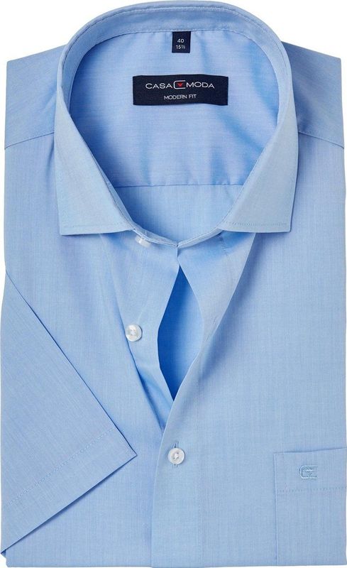 CASA MODA - Modern Fit - Overhemd - Lichtblauw - Korte Mouw - Strijkvriendelijk