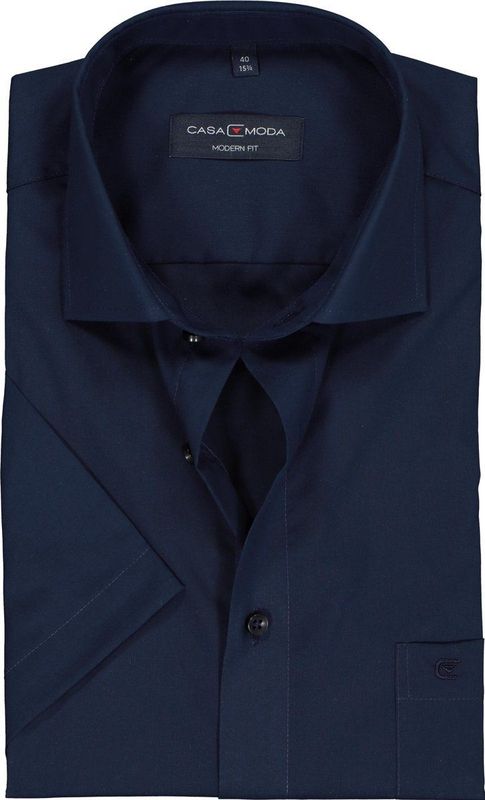 CASA MODA - Modern Fit - Overhemd - Donkerblauw - Strijkvriendelijk - Boordmaat: 46