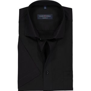 CASA MODA Overhemd - Zwart - 100% Katoen - Korte Mouwen - Kent Kraag