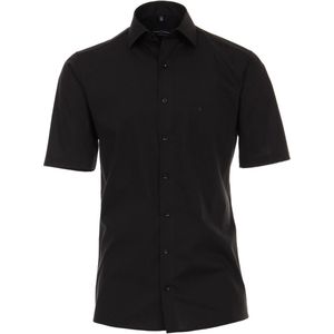 Casa Moda - Overhemd - Zwart - Korte Mouw - Kent - Modern Fit