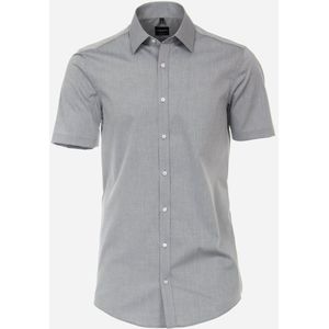 VENTI - Body Fit - Overhemd - Grijs - Korte Mouw - Strijkvriendelijk