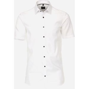 VENTI - Body Fit Overhemd - Wit - Korte Mouw - Dobby
