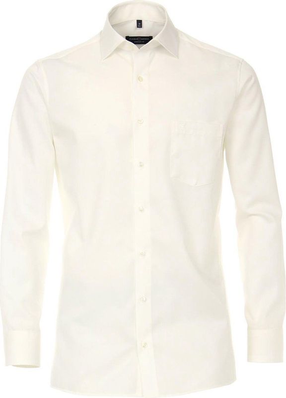 CASA MODA comfort fit overhemd - mouwlengte 72 cm - beige twill - Strijkvrij - Boordmaat: 40