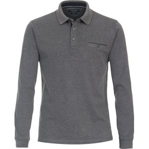 CASA MODA - Comfort Fit Polo - Blauw Gestreept - Lange Mouw