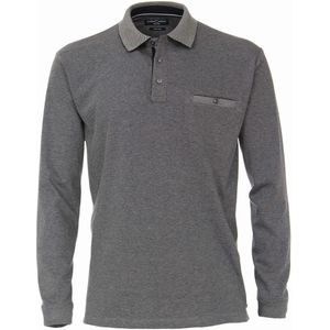 CASA MODA - Comfort Fit Polo - Blauw Gestreept - Piqu&eacute; - Lange Mouwen