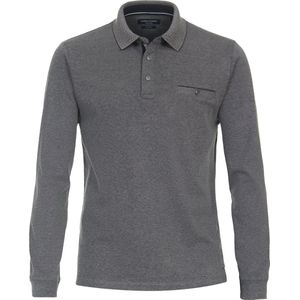CASA MODA - Comfort Fit Polo - Blauw Gestreept - Lange Mouw