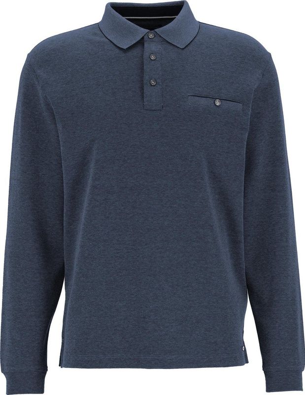 CASA MODA - Comfort Fit Polo - Blauw - Lange Mouw