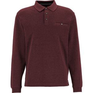 CASA MODA - Comfort Fit Polo - Rood Gestreept - Katoen - Lange Mouwen
