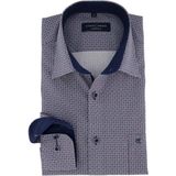 CASA MODA - Comfort Fit - Overhemd - Blauw met Rood en Wit Dessin - Popeline