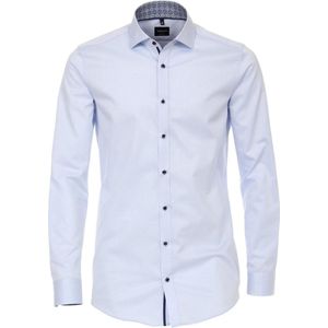 VENTI - Lichtblauw - Body Fit Overhemd - Strijkvriendelijk - Katoen