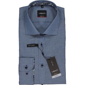 VENTI - Body Fit - Overhemd - Donkerblauw - 100% Katoen, Easy Care, Lange Mouwen