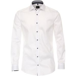 VENTI - Body Fit Overhemd - Wit - Strijkvriendelijk - Kent Kraag