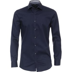 VENTI - Body Fit - Overhemd - Donkerblauw - Strijkvriendelijk