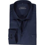 CASA MODA - Blauw Effen Overhemd - 100% Katoen - Kent Kraag - Lange Mouwen