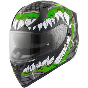 Bogotto V128 Naga Mat Zwart Groen Integraalhelm - Maat XL - Helm