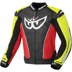 Berik - Street - Leren Motorjas - Zwart Rood Geel