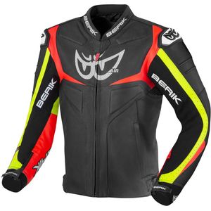 Berik - Wild Chase - Leren Motorjas - Zwart Wit Rood Geel