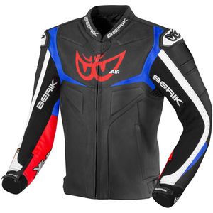 Berik - Wild Chase - Leren Motorjas - Zwart Wit Rood Blauw
