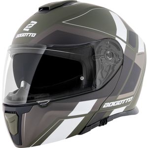 Bogotto - FF403 - Systeemhelm - Zwart Groen Wit - Polycarbonaat