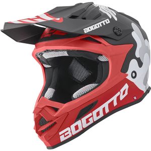 Bogotto - V328 Camo - Crosshelm - Zwart Wit Rood - Fiberglass