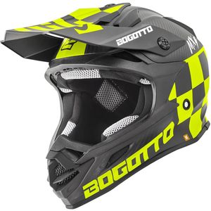 Bogotto - V328 Xadrez Carbon - Crosshelm - Zwart Geel
