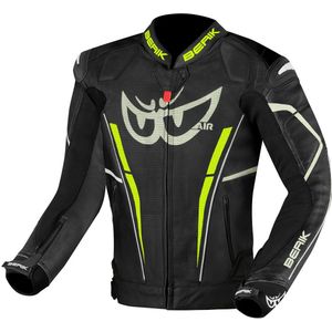 Berik - Street Pro Evo - Leren Motorjas - Zwart Grijs Geel