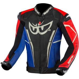 Berik - Street Pro Evo - Leren Motorjas - Zwart Rood Blauw