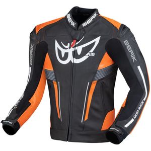 Berik - Air-B - Leren Motorjas - Zwart Oranje