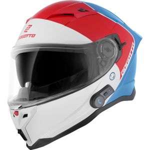 Bogotto H153 BT SPN Wit Rood Blauw Bluetooth Helm - Maat M - Helm