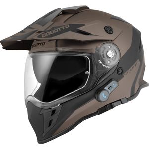 Bogotto H331 BT Tour EVO Zwart Bruin Bluetooth Enduro Helm - Maat L - Helm