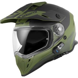 Bogotto H331 BT Tour EVO Zwart Groen Bluetooth Enduro Helm - Maat M - Helm