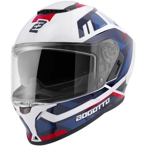 Bogotto Phantom Codex Wit Rood Blauw Fiberglas Integraalhelm - Maat XXL - Helm