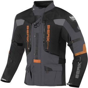 Berik - Dakota - Motorjas - Zwart Grijs Oranje - Polyester - Waterdicht